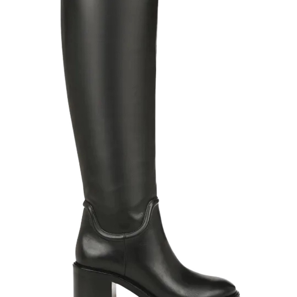 Vince Fabian Women’s Boots Knee High Black Leather Stretch Calf NEW Sz 7.5